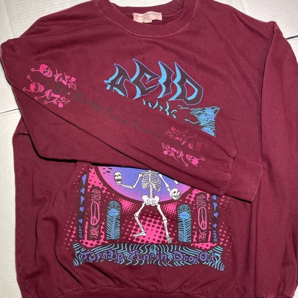 Urban Outfitters Acid Rock Woman’s Burgundy Crewneck Sweater Size S/M - Picture 5 of 13